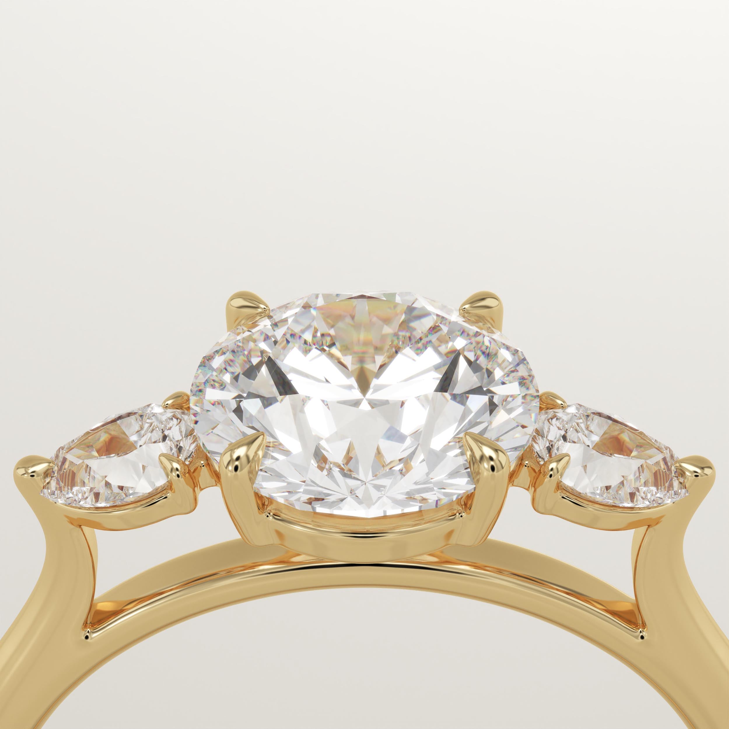 1.5 CT Round Cut Three Stone Lab-Grown Diamond Engagement Ring