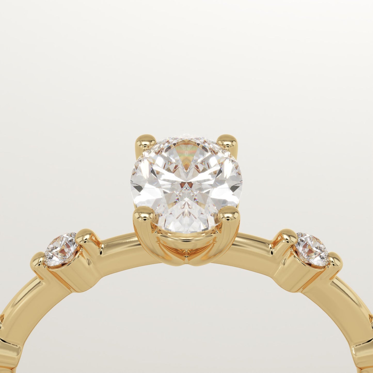Oval Cut Dainty Pave Lab-Grown Diamond Engagement Ring