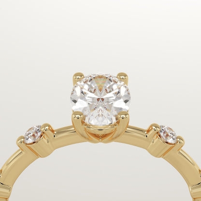 Oval Cut Dainty Pave Lab-Grown Diamond Engagement Ring