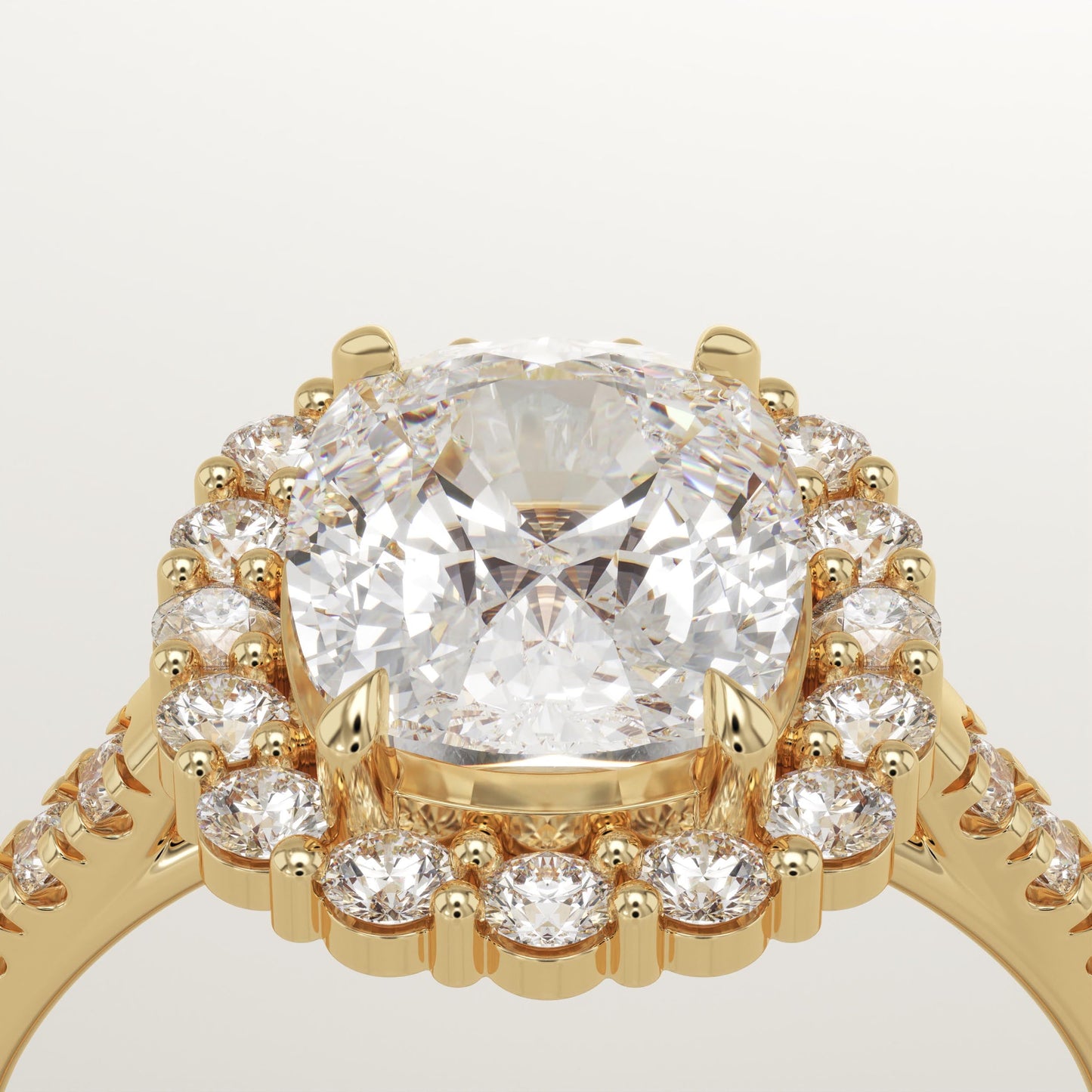 Elongated Cushion Cut Halo & Pave Lab-Grown Diamond Engagement Ring