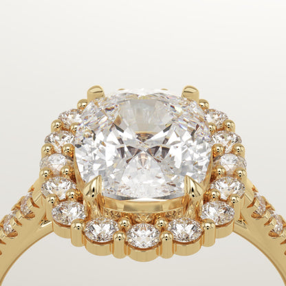 Elongated Cushion Cut Halo & Pave Lab-Grown Diamond Engagement Ring