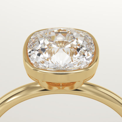 Cushion Cut Bezel Lab-Grown Diamond Engagement Ring