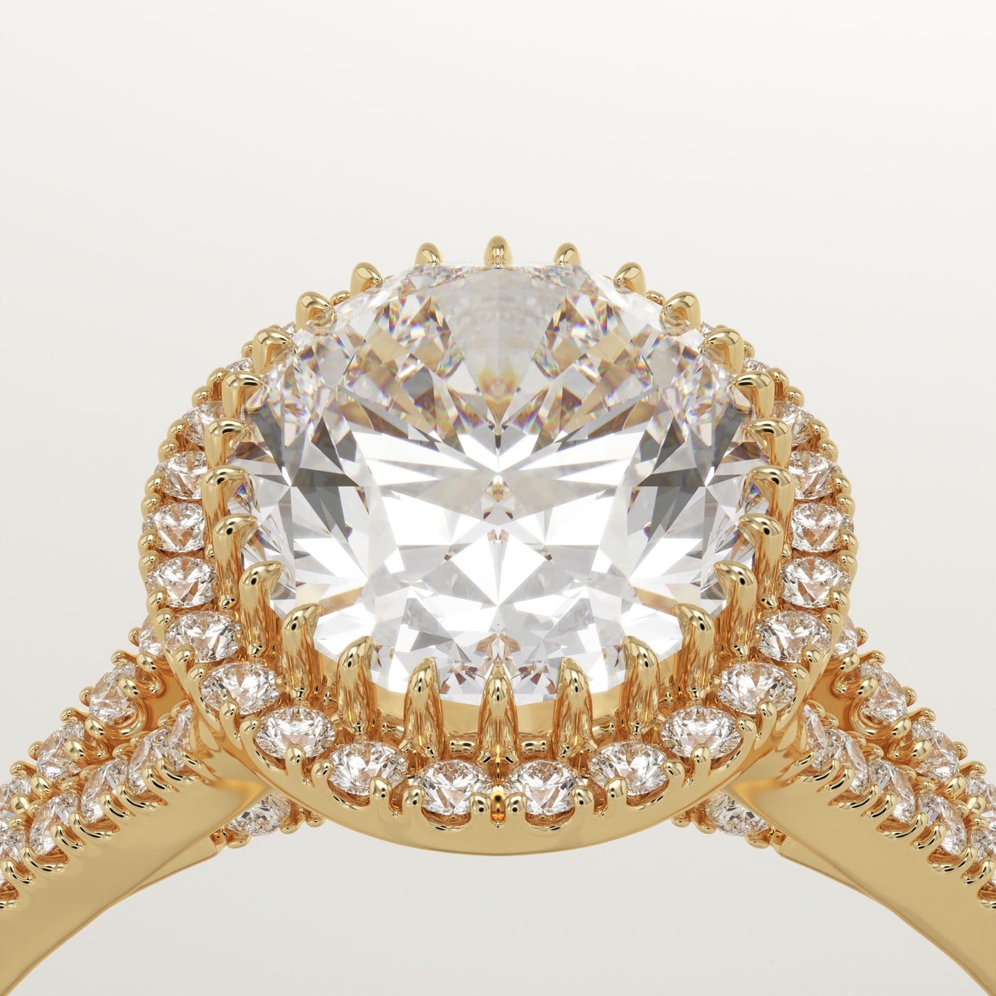 Oval Cut Halo & Pave Split Shank Lab-Grown Diamond Engagement Ring