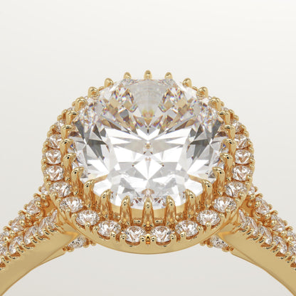 Oval Cut Halo & Pave Split Shank Lab-Grown Diamond Engagement Ring