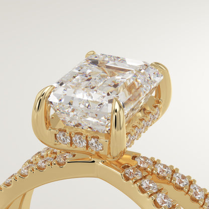 Emerald Hidden Halo & Criss Cross Pave Lab-Grown Diamond Engagement Ring