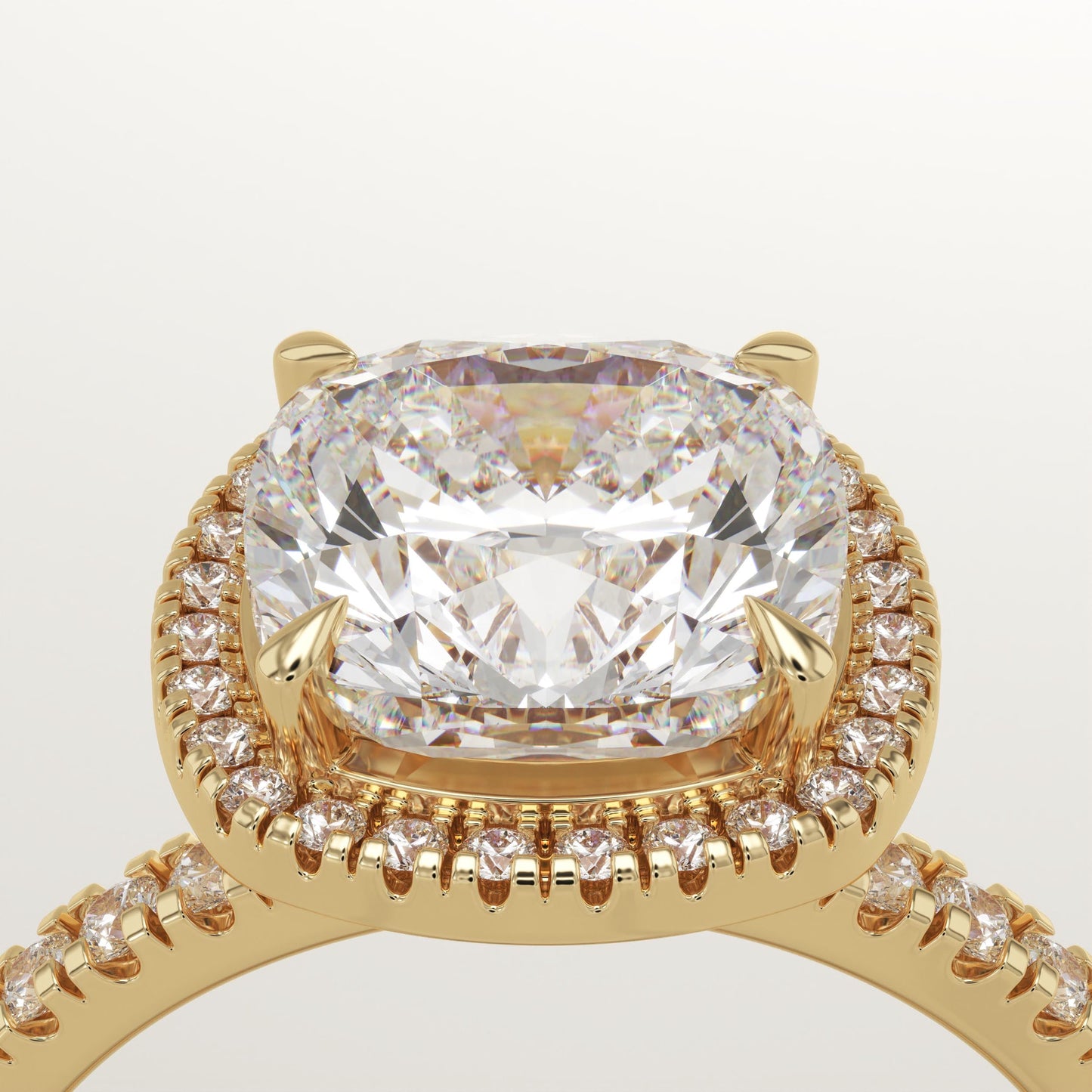 Cushion Cut Halo & Pave Lab-Grown Diamond Engagement Ring