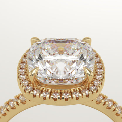 Cushion Cut Halo & Pave Lab-Grown Diamond Engagement Ring