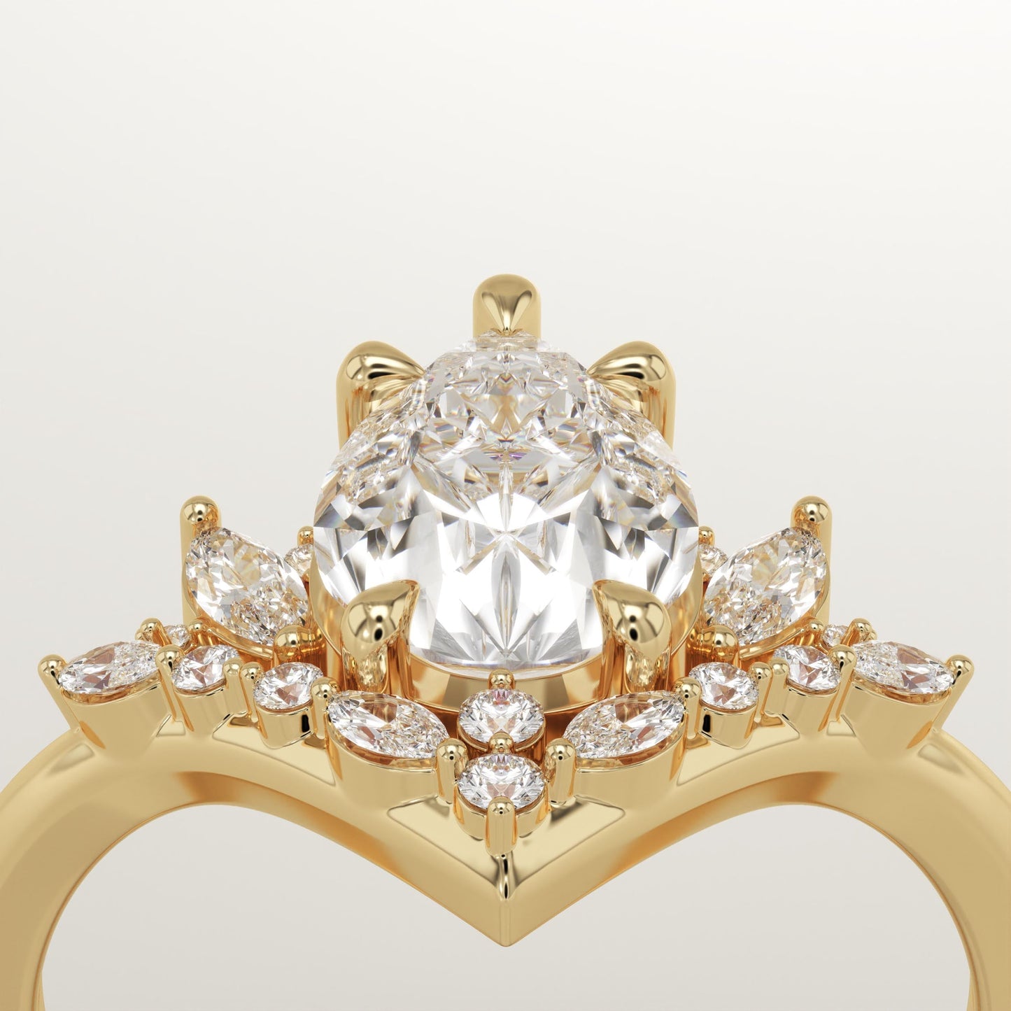 Pear Cut Cluster Lab-Grown Diamond Engagement Ring