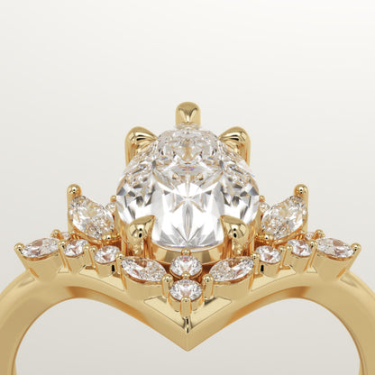 Pear Cut Cluster Lab-Grown Diamond Engagement Ring