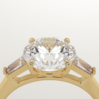 Round Cut Three Stone Lab-Grown Diamond Engagement Ring