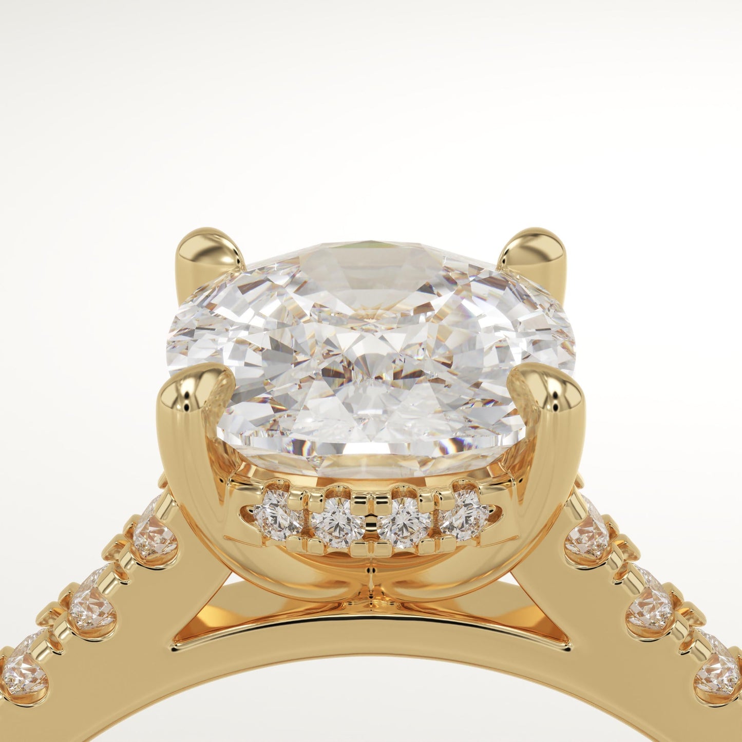 Elongated Cushion Cut Pave Cathedral Lab-Grown Diamond Engagement Ring