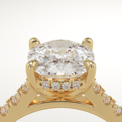 Elongated Cushion Cut Pave Cathedral Lab-Grown Diamond Engagement Ring