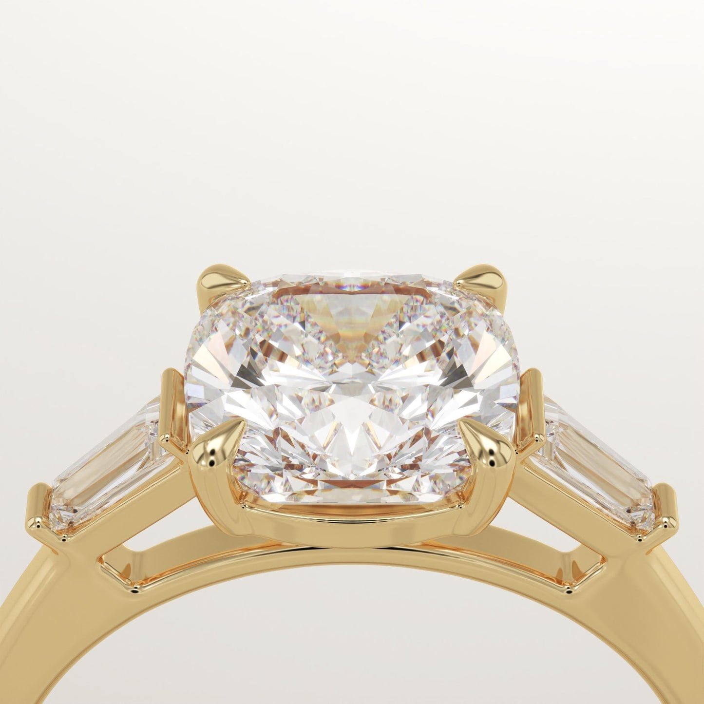 Cushion Cut Three Stone Lab-Grown Diamond Engagement Ring