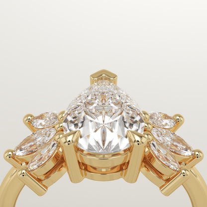Pear Cut Nature Inspired Lab-Grown Diamond Engagement Ring