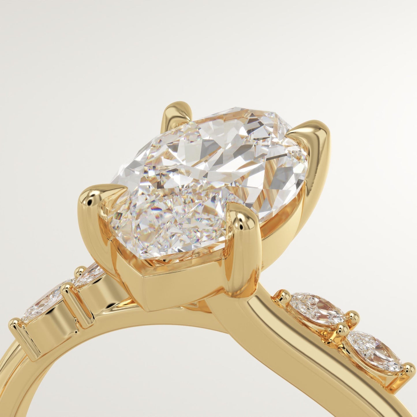 Marquise Cut Curved Pave Lab-Grown Diamond Engagement Ring