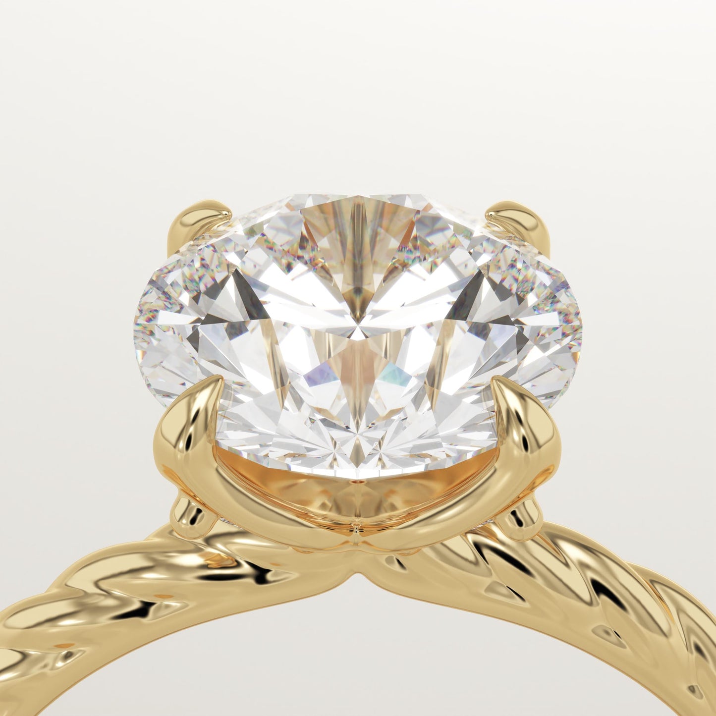 Round Cut Twisted Shank Lab-Grown Diamond Engagement Ring