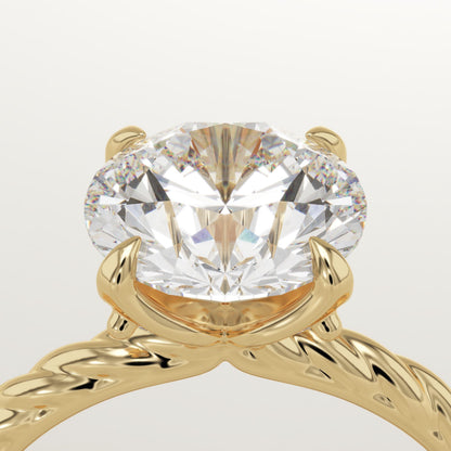 Round Cut Twisted Shank Lab-Grown Diamond Engagement Ring