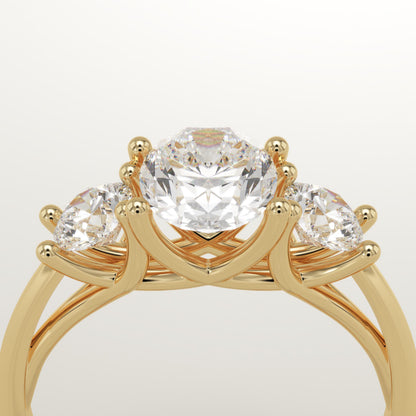 1.91 CT Oval Cut Moissanite Three Stone Engagement Ring (US Size 11 Ready To Ship)