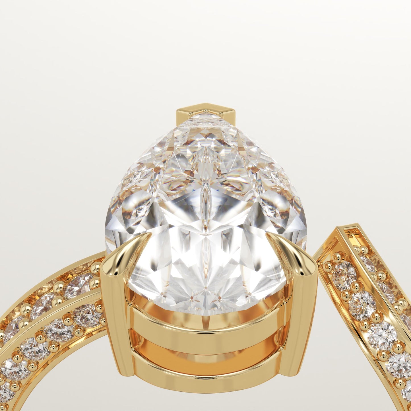 Pear Cut Open Shank Pave Lab-Grown Diamond Engagement Ring