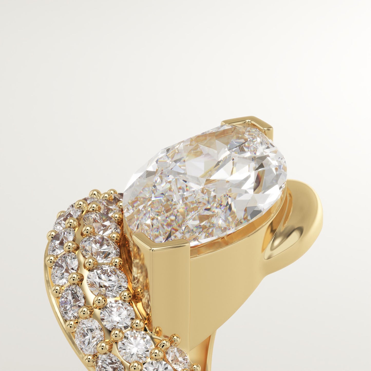 Marquise Cut Half Pave Lab-Grown Diamond Engagement Ring