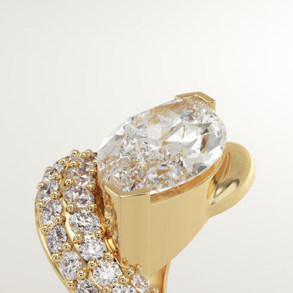 Marquise Cut Half Pave Lab-Grown Diamond Engagement Ring