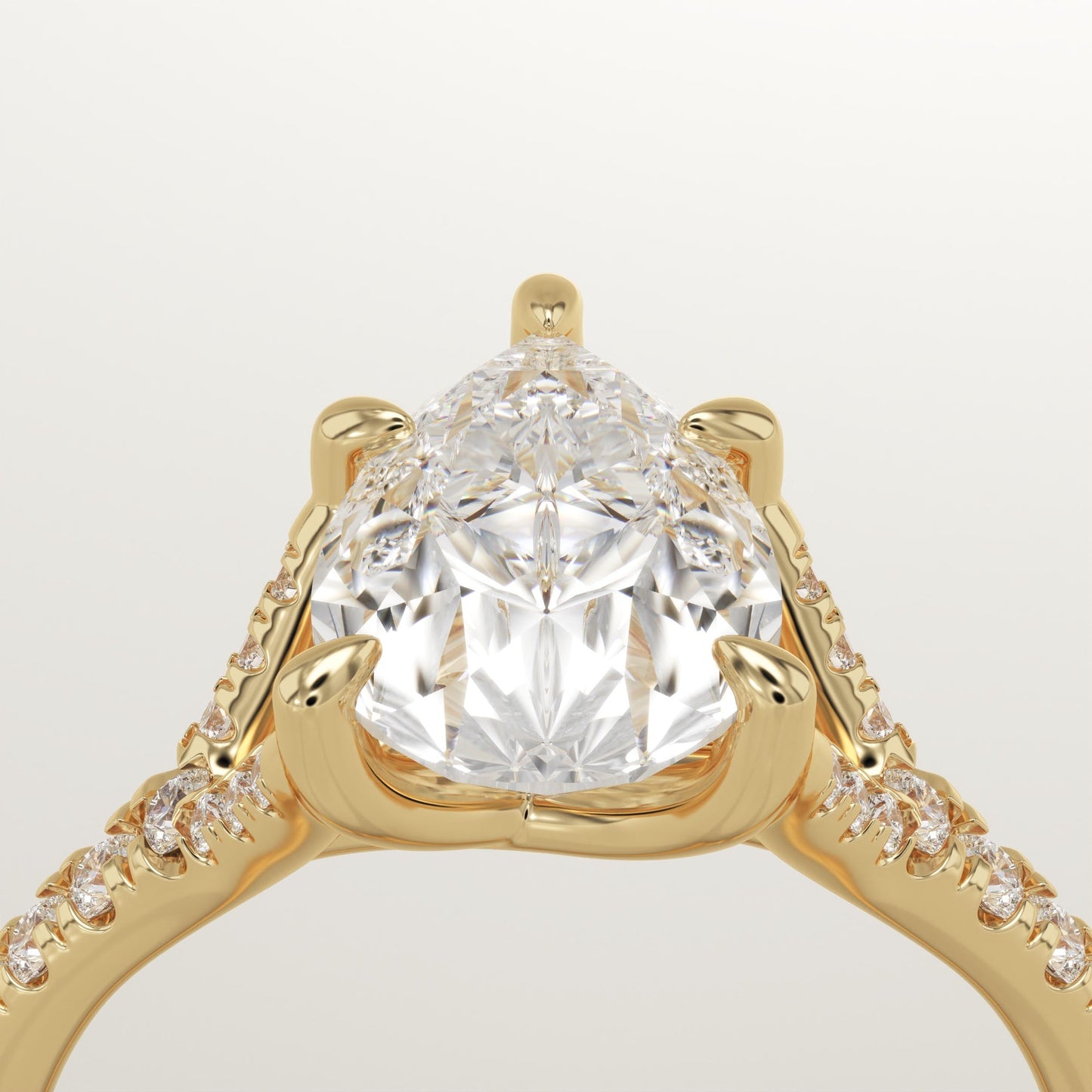 Pear Cut Pave Split Shank Lab-Grown Diamond Engagement Ring