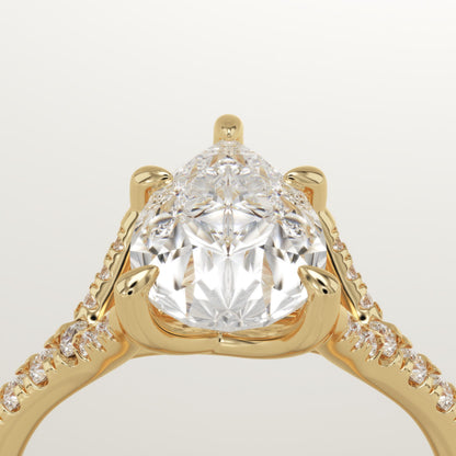 Pear Cut Pave Split Shank Lab-Grown Diamond Engagement Ring