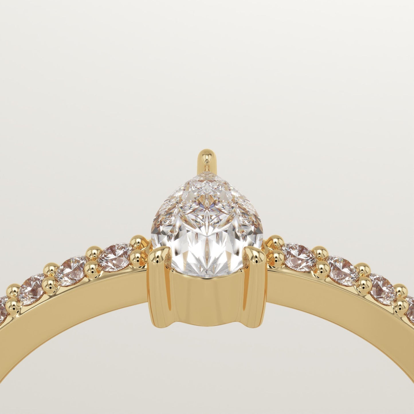 Pear Cut Pave Lab-Grown Diamond Engagement Ring