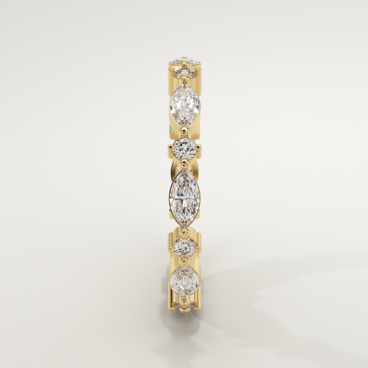 0.50 TCW Marquise & Round Moissanite Multi Stone Wedding Band (US Size 7.5 Ready To Ship)