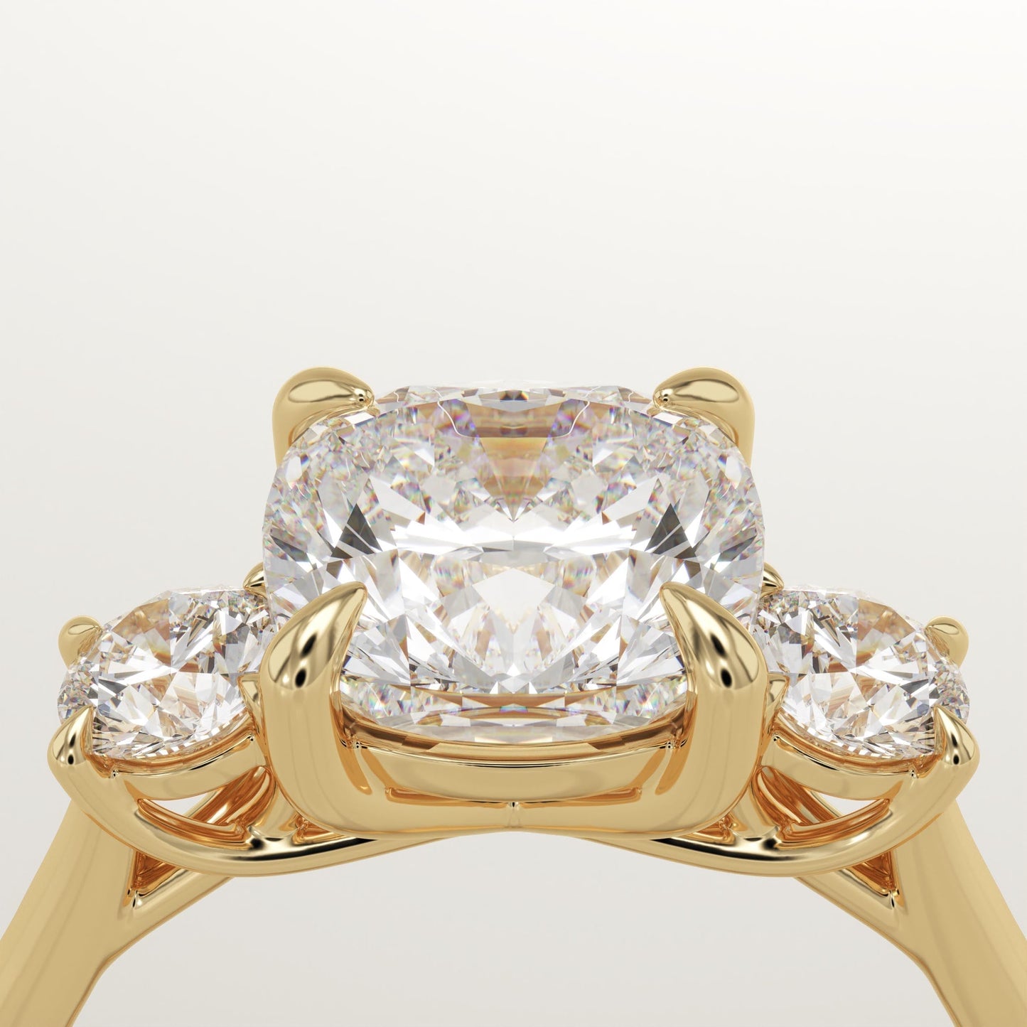 Cushion Cut Three Stone Lab-Grown Diamond Engagement Ring