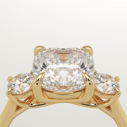 Cushion Cut Three Stone Lab-Grown Diamond Engagement Ring