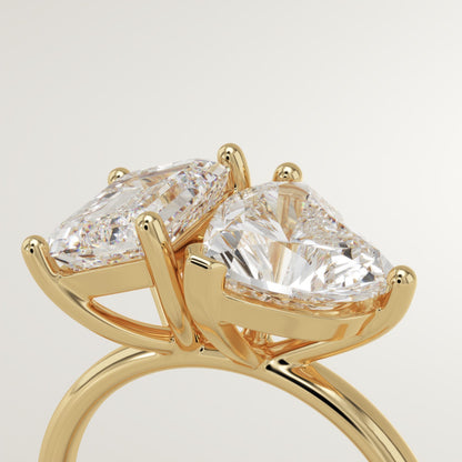 4.22 TCW Emerald & Heart Cut Toi Et Moi Lab-Grown Diamond Engagement Ring