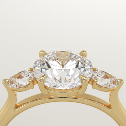 Round Cut Three Stone Lab-Grown Diamond Engagement Ring