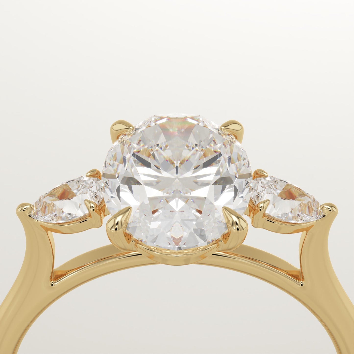 Oval Cut Three Stone Lab-Grown Diamond Engagement Ring