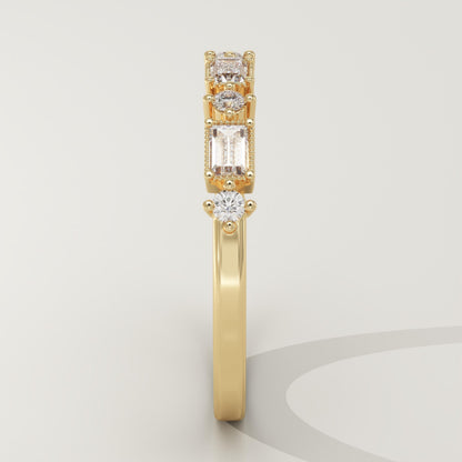 0.31 TCW Baguette & Round Lab-Grown Diamond Half Eternity Wedding Band