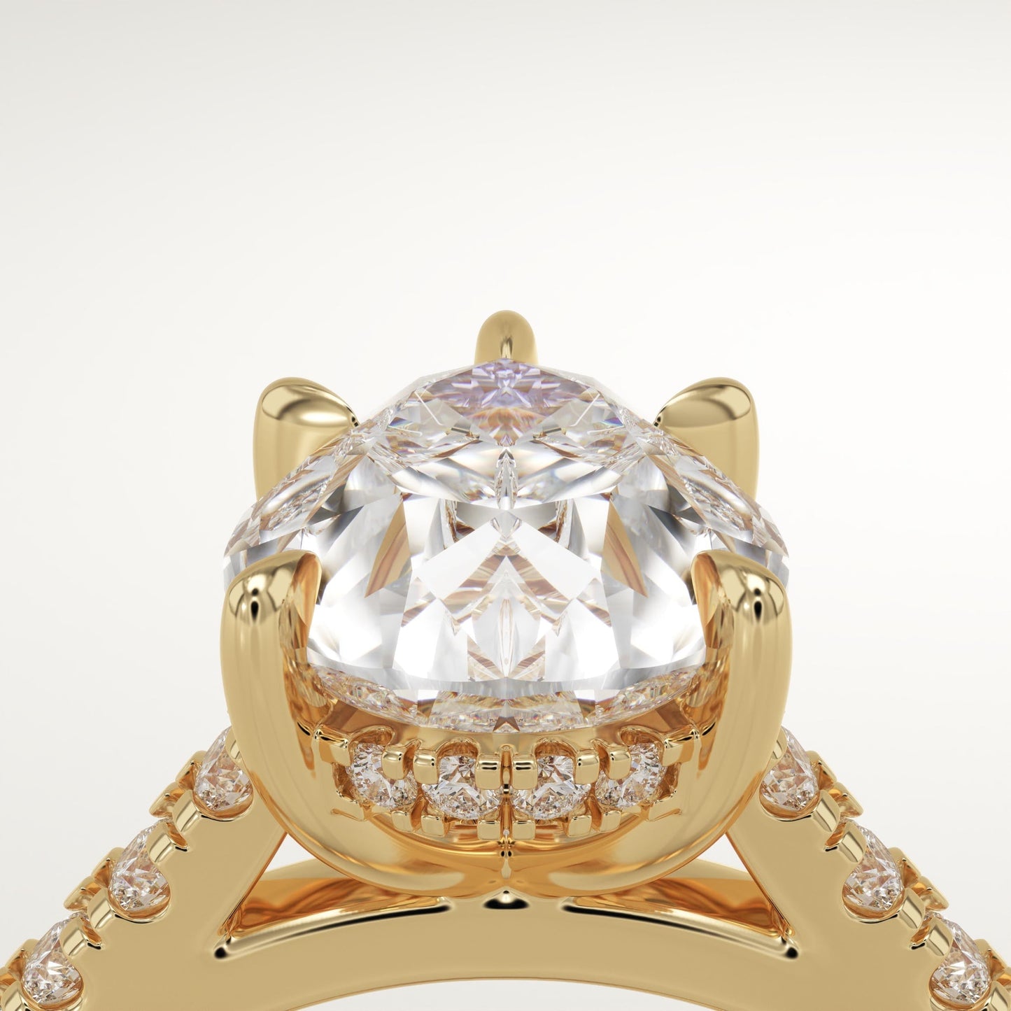 Pear Cut Hidden Halo & Pave Cathedral Lab-Grown Diamond Engagement Ring