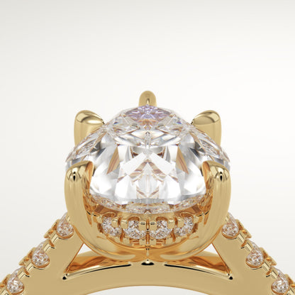 Pear Cut Hidden Halo & Pave Cathedral Lab-Grown Diamond Engagement Ring