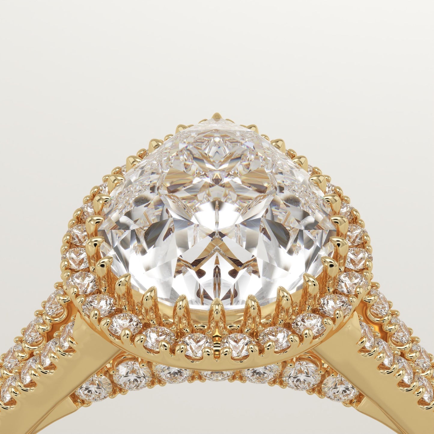 Pear Cut Halo & Pave Split Shank Lab-Grown Diamond Engagement Ring