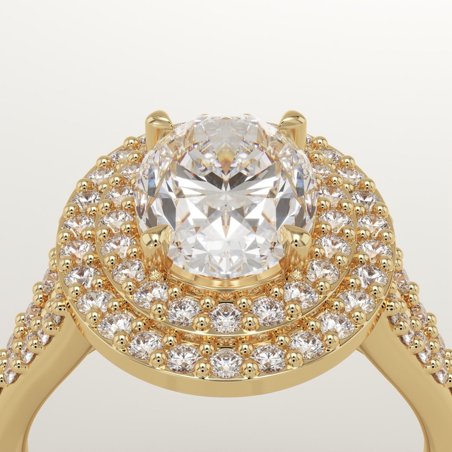Oval Cut Double Halo & Pave Lab-Grown Diamond Engagement Ring