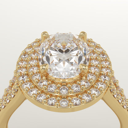 Oval Cut Double Halo & Pave Lab-Grown Diamond Engagement Ring