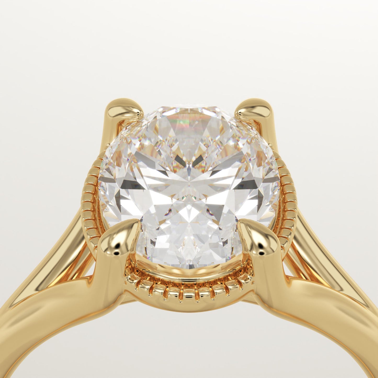 Oval Cut Split Shank Lab-Grown Diamond Engagement Ring