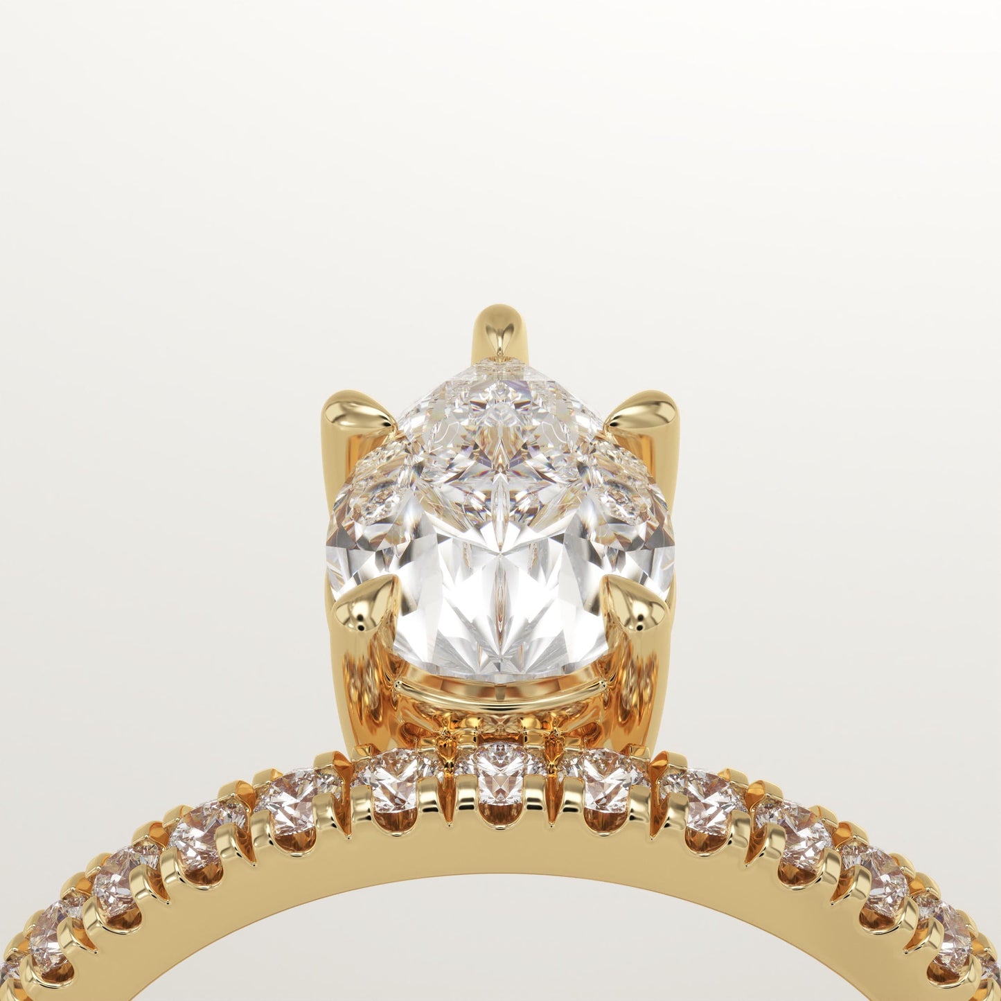 Pear Cut Pave Lab-Grown Diamond Engagement Ring