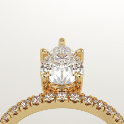 Pear Cut Pave Lab-Grown Diamond Engagement Ring