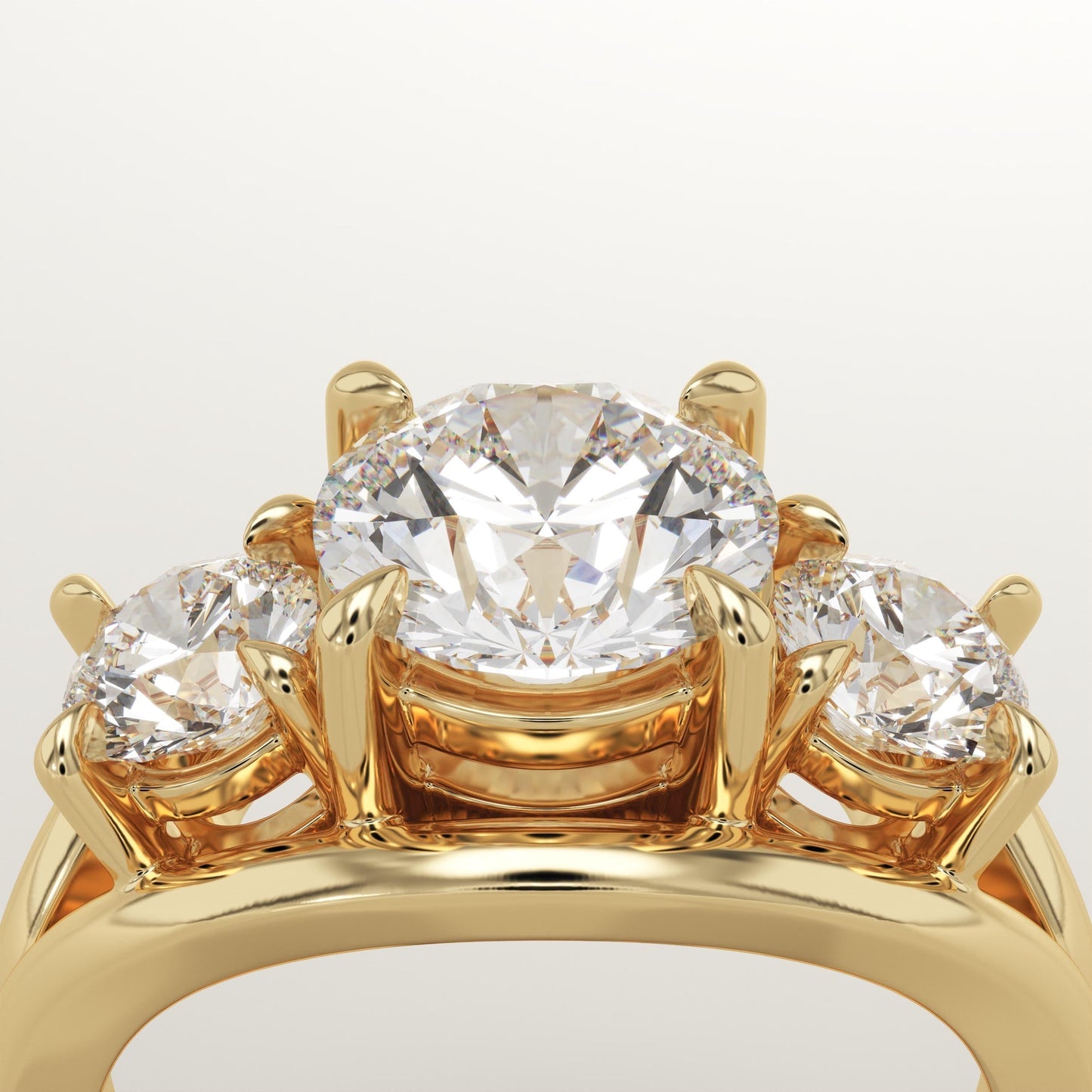 Round Cut Three Stone Split Shank Lab-Grown Diamond Engagement Ring