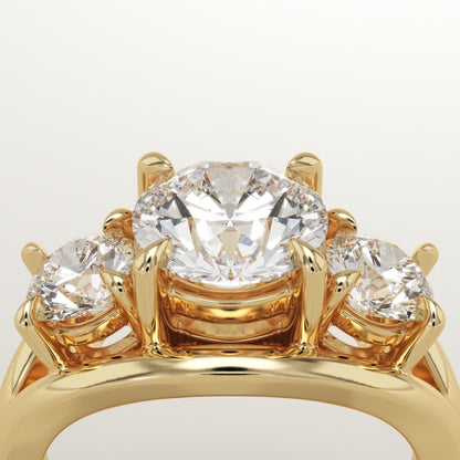 Round Cut Three Stone Split Shank Lab-Grown Diamond Engagement Ring