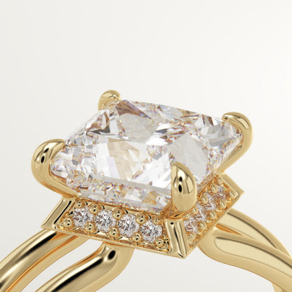 Princess Cut Hidden Halo Lab-Grown Diamond Engagement Ring