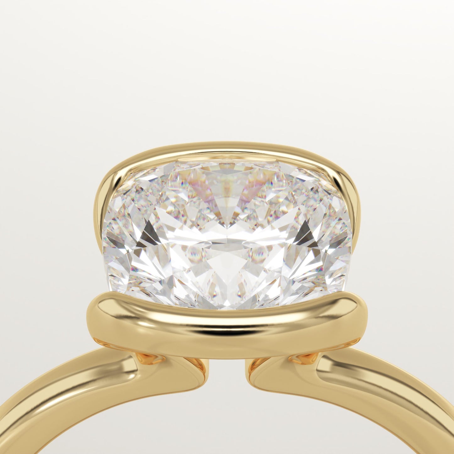 Cushion Cut Half Bezel Lab-Grown Diamond Engagement Ring