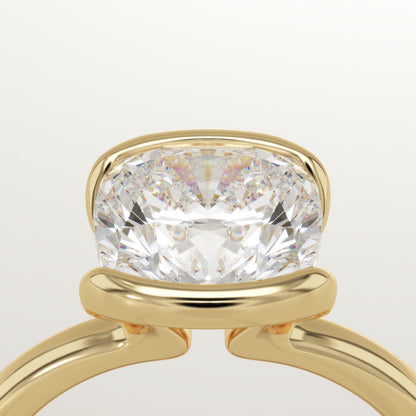 Cushion Cut Half Bezel Lab-Grown Diamond Engagement Ring