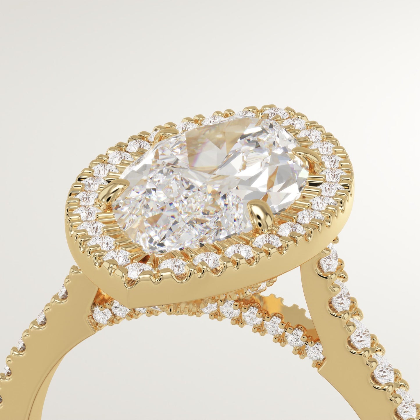 Marquise Cut Halo & Pave Lab-Grown Diamond Engagement Ring