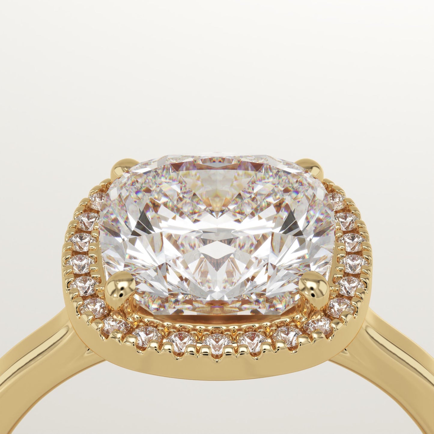 Cushion Cut Halo Lab-Grown Diamond Engagement Ring